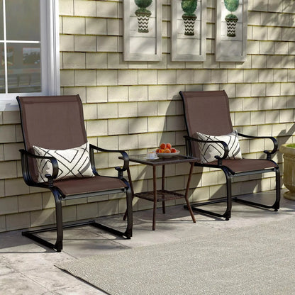 Harmijoy Set of 2 Patio Chairs C-Spring Motion Chairs w/Quick-drying & Breathable Fabric