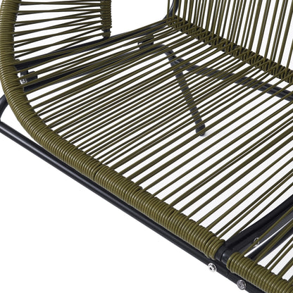 Aspen Modern Outdoor Patio Basket Loveseat, Hammock Weave Design, Metal Frame, Green