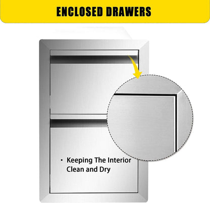 Outdoor Kitchen Door Drawer Combo 29.5" W x 21.6" H x 22.4"D, Access Door/Triple Drawers with Propane Drawer and Adjustable Garbage Ring, Perfect for BBQ Island Patio Grill Station