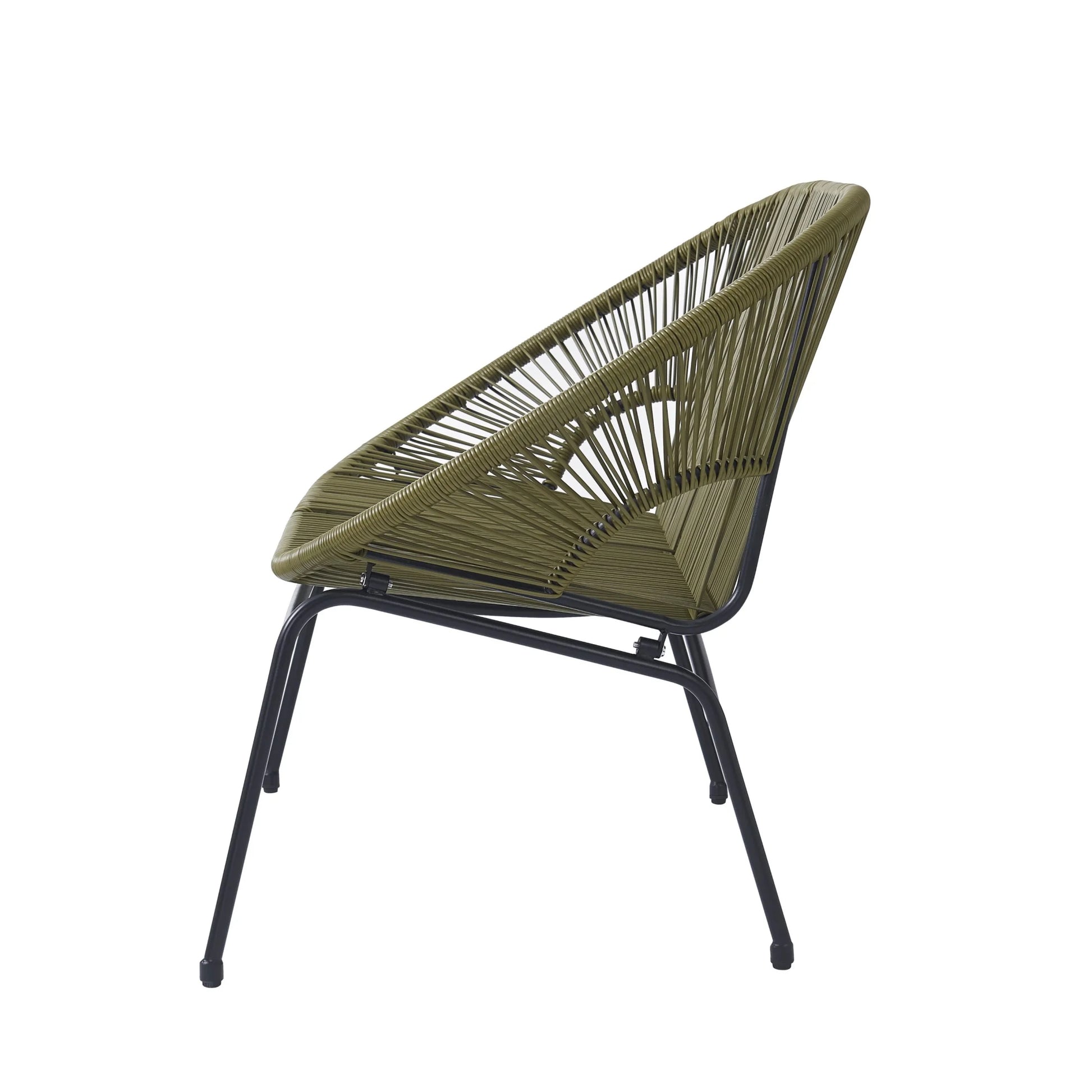 Aspen Modern Outdoor Patio Basket Loveseat, Hammock Weave Design, Metal Frame, Green