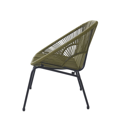 Aspen Modern Outdoor Patio Basket Loveseat, Hammock Weave Design, Metal Frame, Green
