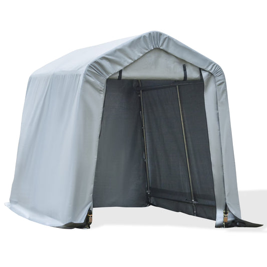 Outsunny 6' x 8' Carport Portable Garage, Heavy Duty Storage Tent, Patio Storage Shelter w/Anti-UV PE Cover and Double Zipper Doors, for Motorcycle Bike Garden Tools, Light Gray