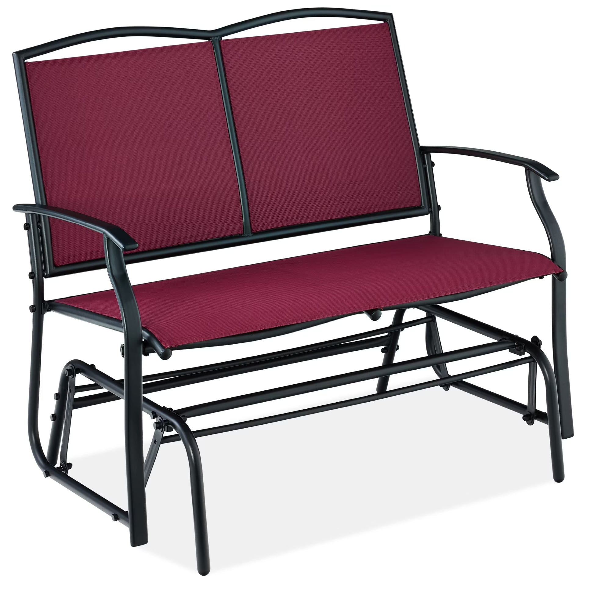 Best Choice Products 2-Person Outdoor Swing Glider, Steel Patio Loveseat, Bench Rocker w/Armrests - Gray