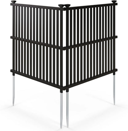 SAZYY 2 Panels Air Conditioner Fence, 45 in. W x 45 in. H Garden Fence, Vinyl Trash Can Pool Equipment Enclosure w/Metal Ground Stakes, Outdoor Privacy Fence Screen for Garden Patio Lawn AC Unit, White