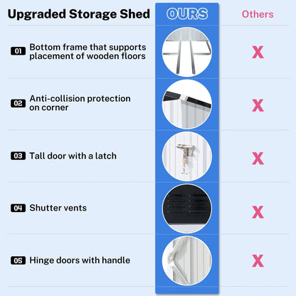 6' x 4' Outdoor Metal Storage Shed, Tools Storage Shed, Galvanized Steel Garden Shed with Lockable Doors, Outdoor Storage Shed for Backyard, Patio, Lawn, D8311