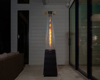 Fire Sense Pyramid Flame Patio outdoor propane Heater Tower with Wheels Coronado Brushed Bronze