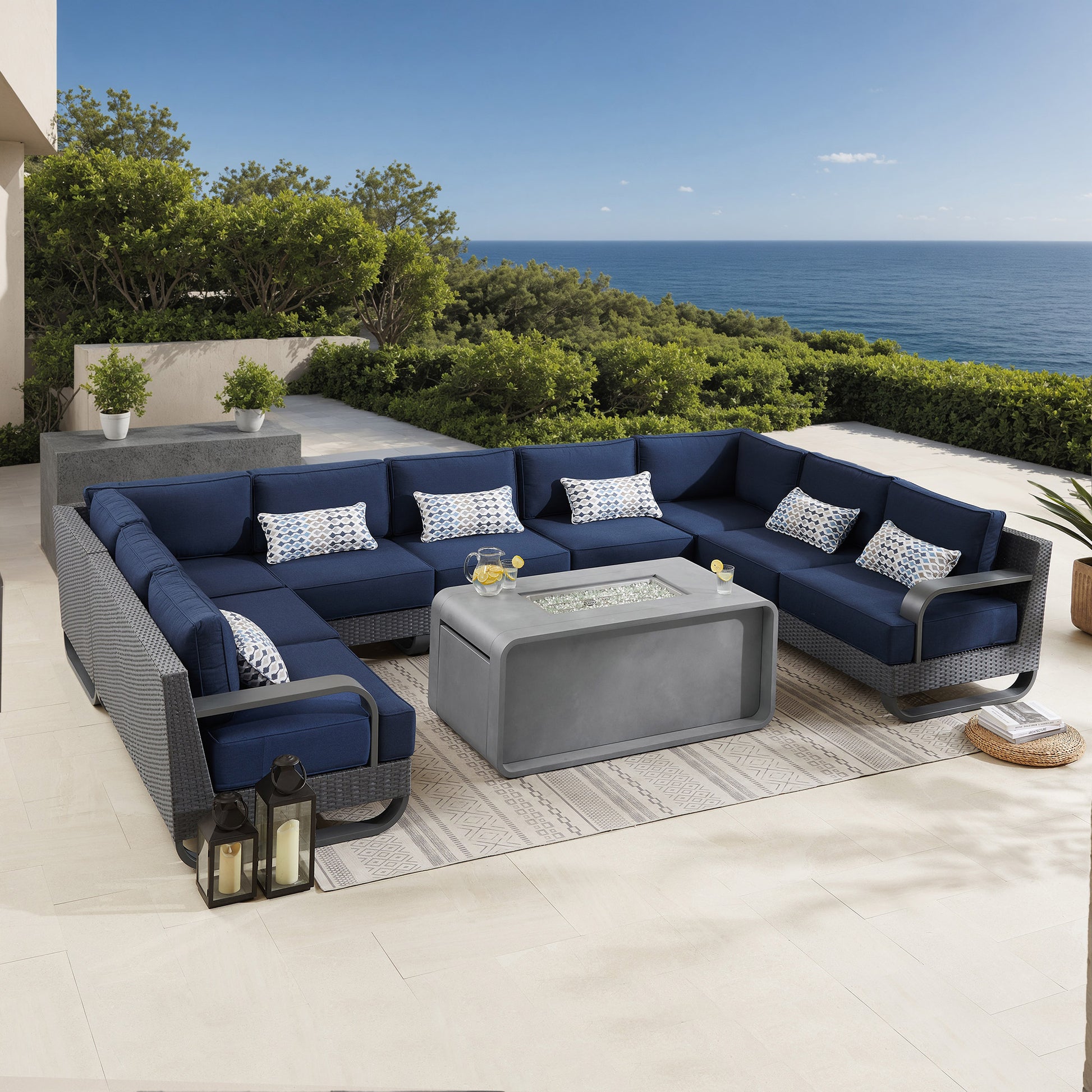 Sirio Pallazzo 6-piece Modular Fire Outdoor Patio Seating Set