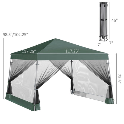 CoSoTower Slant Leg Pop Up Tent with Netting and Carry Bag, Instant Sun Shelter, Tents for Parties, Height Adjustable, for Outdoor, Garden, Patio, (11.5'X11.5' Base/10'X10' Top), Green