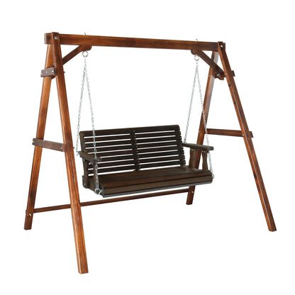 Zimtown Patio Wooden Porch Swing Swing Chair Bench Heavy Duty 880lbs with Hanging Chains for Outdoors,4 FT, Rustic