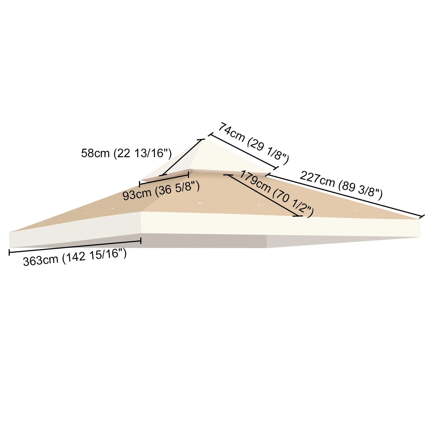 LAGarden 12'x12' UV30+ Gazebo Replacement Top for 2 Tier Outdoor Canopy Cover Patio Backyard Ivory+Sand