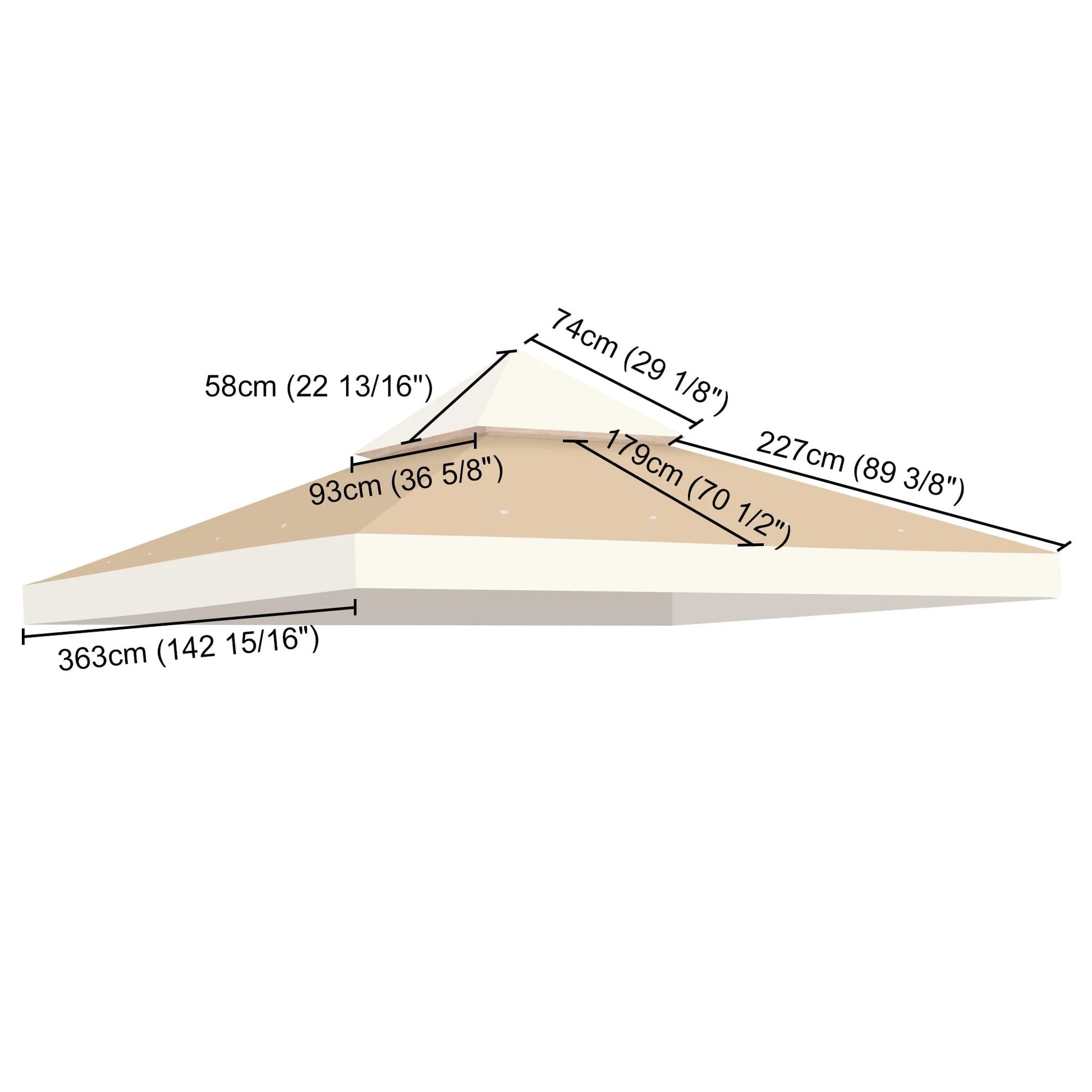 LAGarden 12'x12' UV30+ Gazebo Replacement Top for 2 Tier Outdoor Canopy Cover Patio Backyard Ivory+Sand