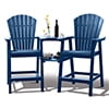Tall Adirondack Chairs Set of 2,Outdoor Adirondack Barstools with Double Connecting Tray Patio Stools Weather Resistant for Outdoor Deck Lawn Pool Backyard,Grey