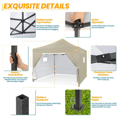 SANOPY 10'x10' Pop up Canopy Tent Anti-UV Waterproof Outdoor Gazebo Instant Party Wedding Backyard Canopy Tent Shade Shelter for Backyard, Patio, Parties,Khaki