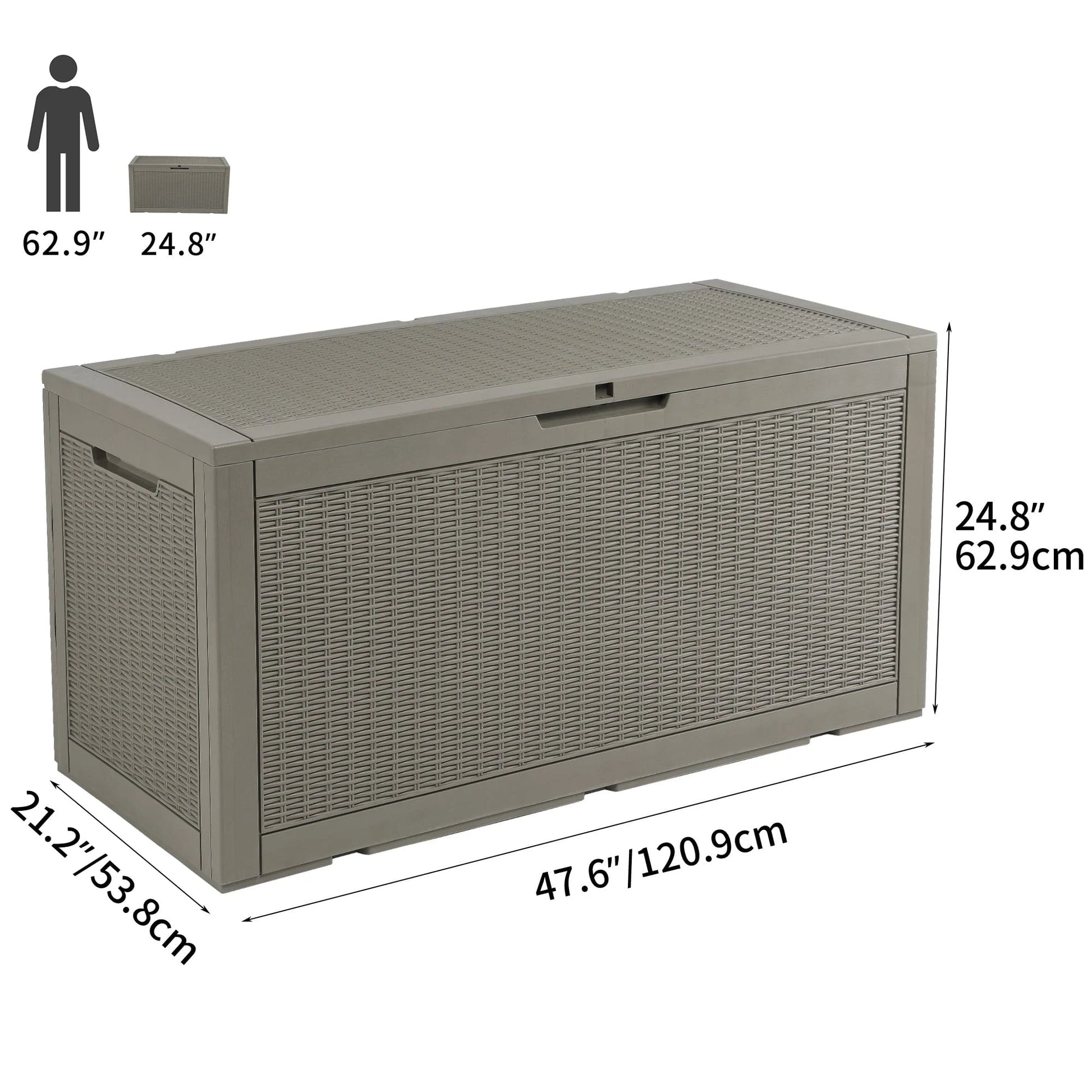 Dextrus 100 Gallon Spacious Resin Outdoor Storage Box for Patio Essentials, Outdoor Pillows, Landscaping Equipment, and Pool Accessories - Weatherproof, Secure (Light Brown)