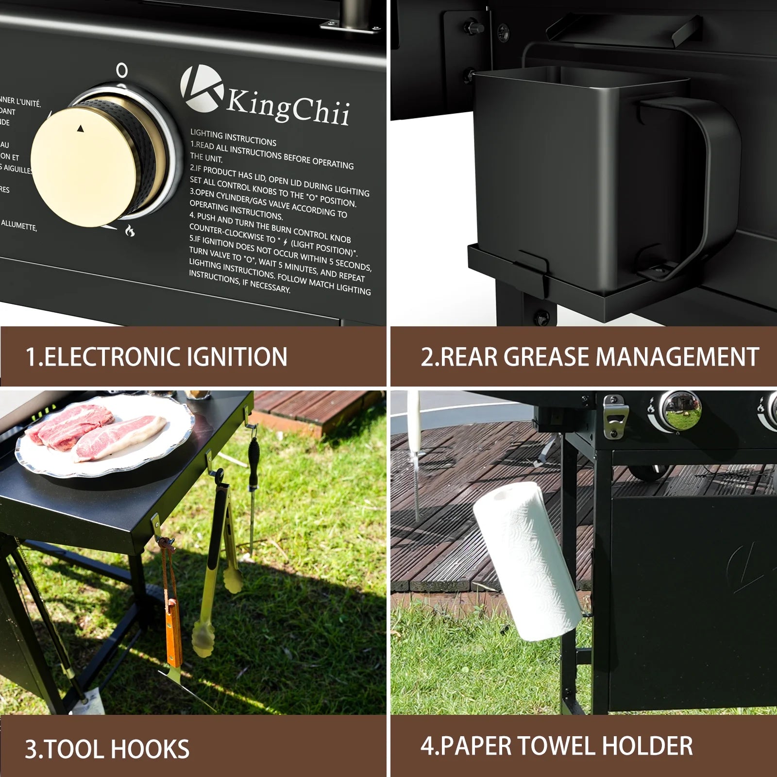 KingChii 3-Burner 28" Propane Griddles Outdoor Flat Top Gas Grill Griddle for Camping, Tailgating, BBQ, Parties, Backyard & Patio