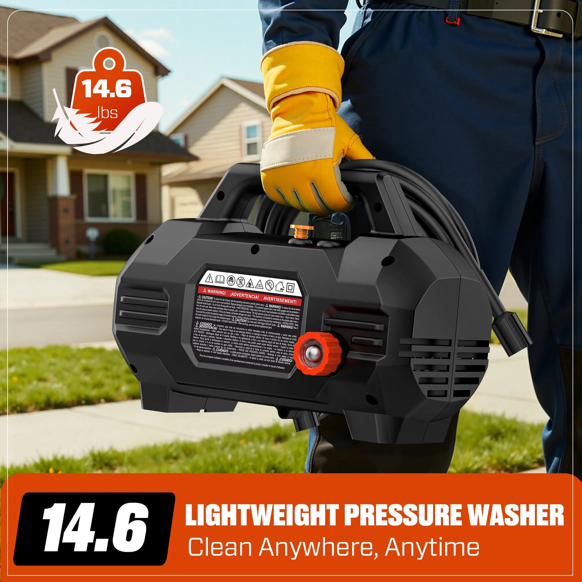 SENIX 2100 PSI Electric Pressure Washer with Foam Cannon, Brushless Motor,Lightweight & Portable, for Car House Patio Driveway Deck Fence, Outdoor Cleaning Power Washer