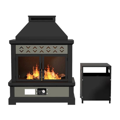 GAZEBETER Outdoor Gas Fireplace, 35" 50000 BTU Patio Gas Fire Pit Propane with Rain Cover, CSA Certified, Adjustable Flame for Deck, Backyard, Balcony