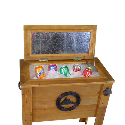 45 Quart Wooden Outdoor Rustic Mountain Deck Patio Cooler