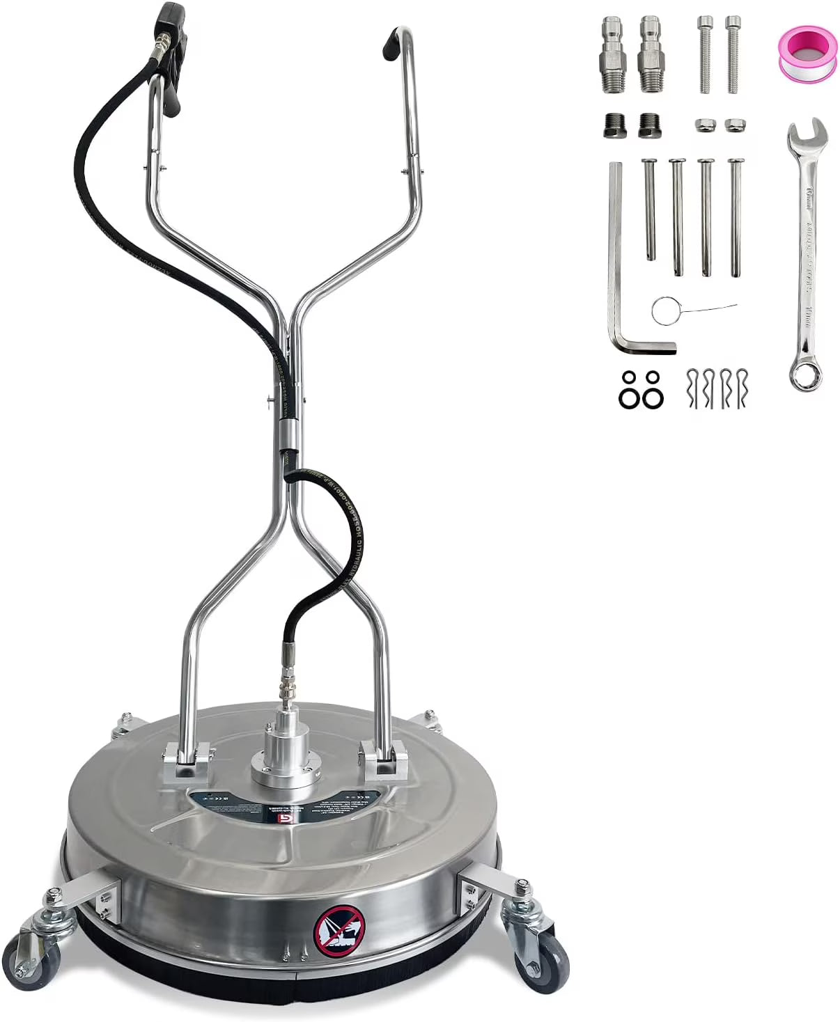 Garvee 24" Pressure Washer Surface Cleaner with Dual Handles - Stainless Steel, 4-Wheel Design for Driveways, Sidewalks, Curbs, Decks, & Patios - 4900 PSI, High-Efficiency Cleaning Accessory
