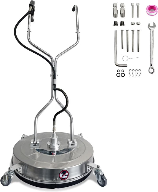 Garvee 24" Pressure Washer Surface Cleaner with Dual Handles - Stainless Steel, 4-Wheel Design for Driveways, Sidewalks, Curbs, Decks, & Patios - 4900 PSI, High-Efficiency Cleaning Accessory