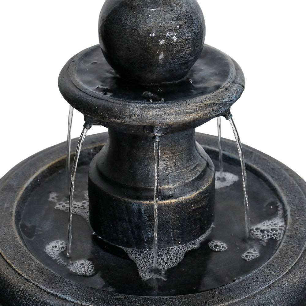 2 Tiered Floor Waterfall Fountain with Pump for Outdoor Patio Garden