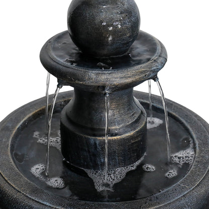 2 Tiered Floor Waterfall Fountain with Pump for Outdoor Patio Garden