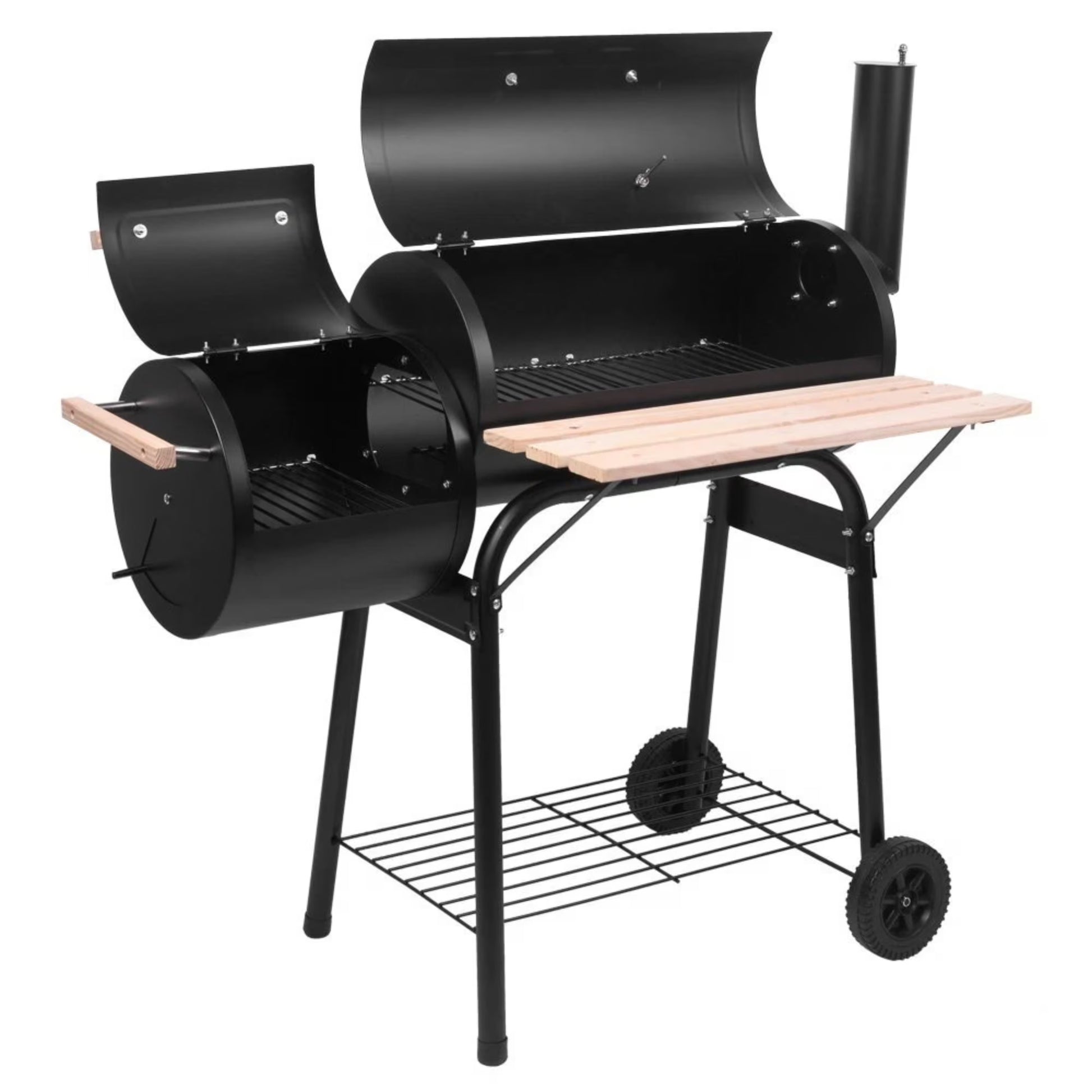 FUTINGZHI 43" BBQ Grill Charcoal Barbecue Pit Outdoor Patio Backyard Meat Cooker Smoker Black - Heavy Duty Portable Charcoal Grill for Camping
