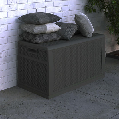Merrick Lane Brown 120 Gallon Weather Resistant Outdoor Storage Box for Decks, Patios, Poolside and More