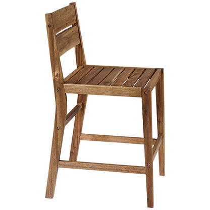 Teal Island Designs Wood Outdoor Bar Stools 24" Set of 2 High Farmhouse Rustic with Ladder Backrest Footrest for Kitchen Counter Island Patio Garden