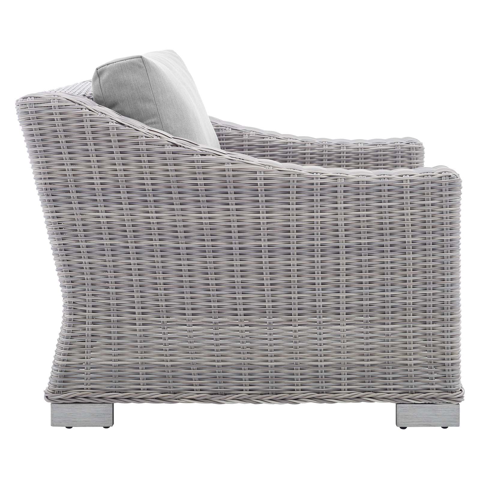 Modway Conway Sunbrella® Outdoor Patio Wicker Rattan 5-Piece Furniture Set in Light Gray Gray
