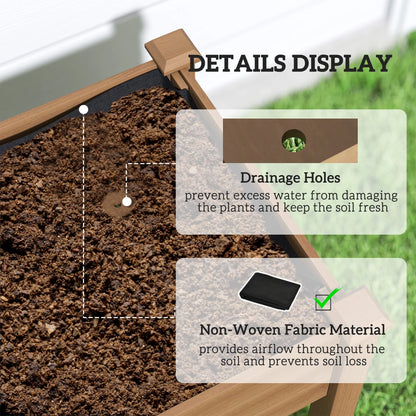 Outsunny Raised Garden Bed with PE Greenhouse Cover Outdoor Elevated Wood Planter Box for Herbs, Vegetables, for Patio, Backyard, Balcony, Brown
