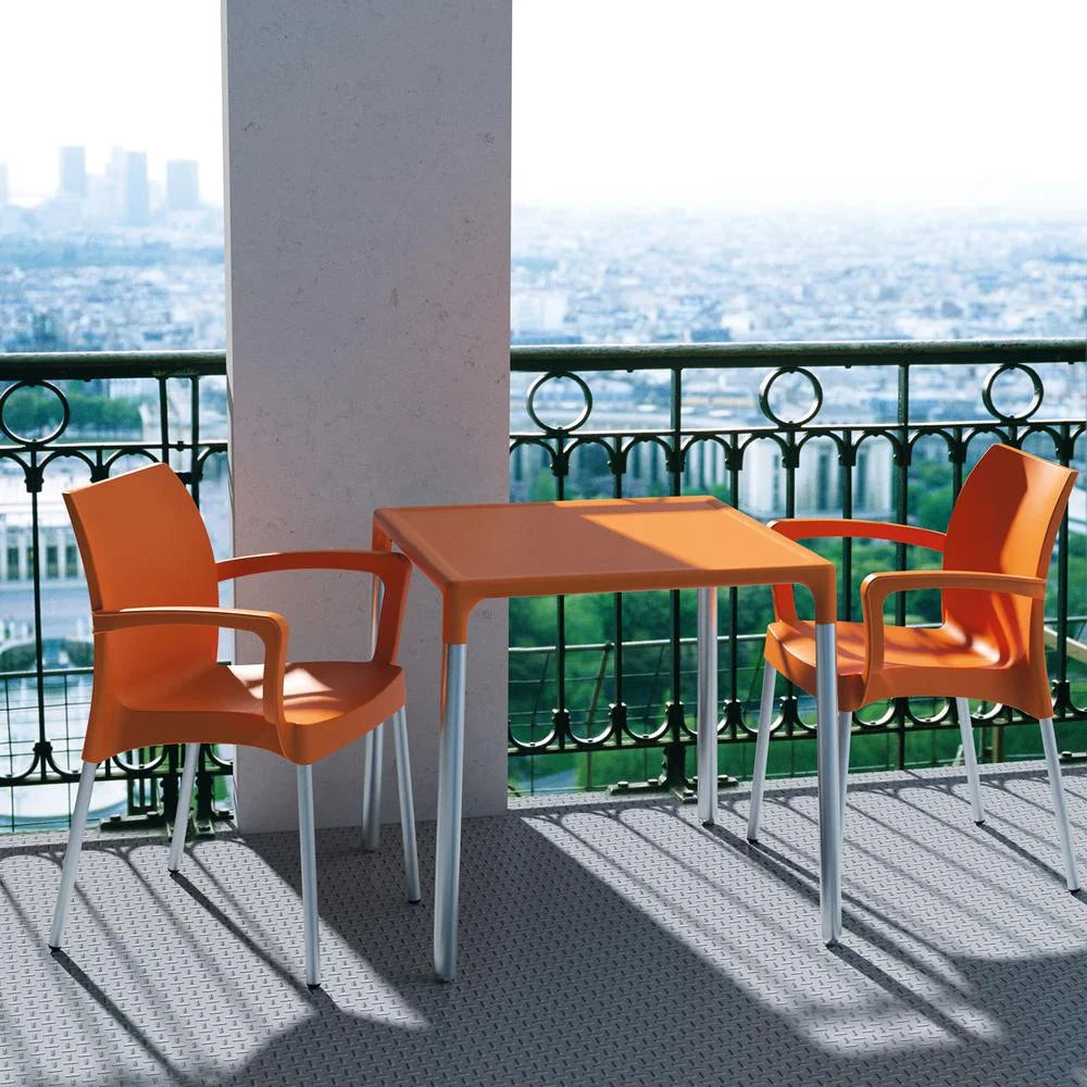 Compamia Mango 28" Aluminum Patio Dining Table in Orange
