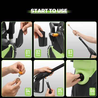 Magshion Electric Pressure Washer, 2180 PSI, Max. 1.5 GPM Power Washer with 19.5 ft Hose, 4 Nozzles, Foam Cannon and Hose Reel, for Patios Cars Fences Driveways, Green