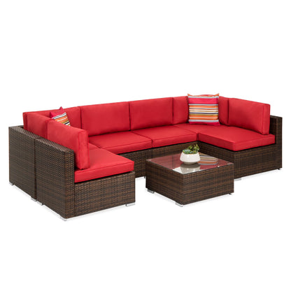 Best Choice Products 7-Piece Outdoor Modular Patio Conversation Furniture, Wicker Sectional Set - Gray/Cream