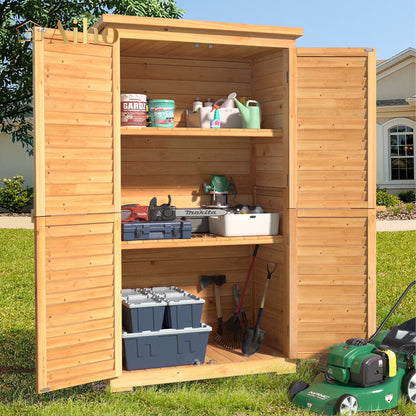 Aiho 55 in. Wide Outdoor Storage Shed with Lockable Double Doors - Weather-Resistant Garden Shed for Patio, Backyard & Lawn, Gray