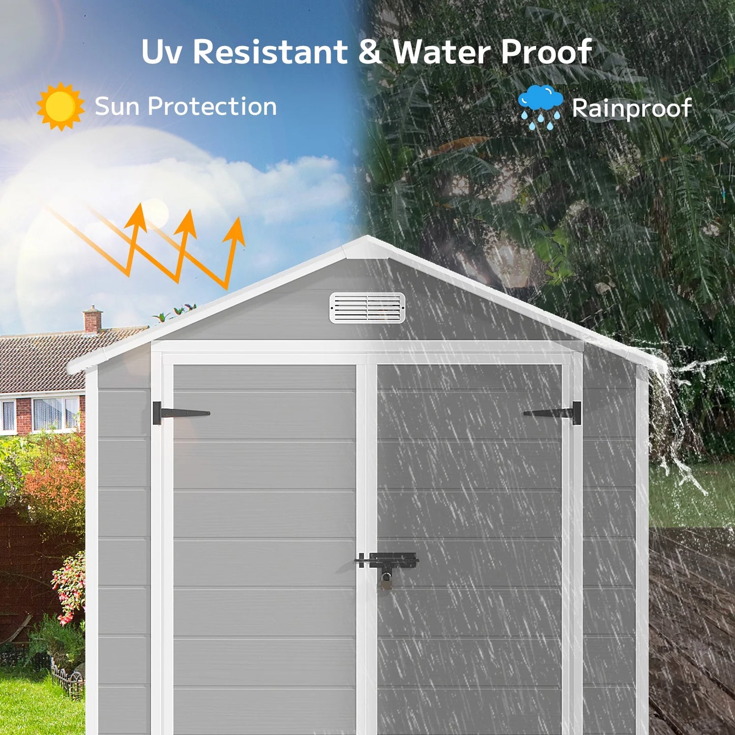 Asofer 6x4 FT Resin Storage Shed, Plastic Outdoor Shed with FloorSide Window, Lockable Door for Backyard, Garden, Patio, Gray