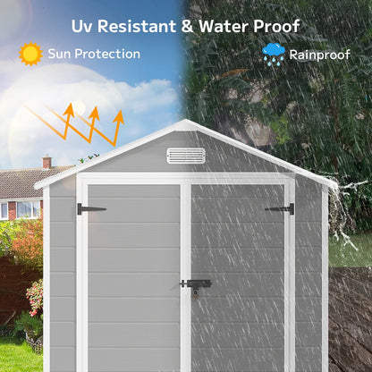Asofer 6x4 FT Resin Storage Shed, Plastic Outdoor Shed with FloorSide Window, Lockable Door for Backyard, Garden, Patio, Gray