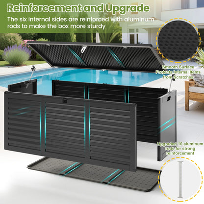 Outdoor Storage Box, 130GAL Waterproof Deck Box, Lockable Pool Patio Storage Indoor Toy Box, Outdoor Storage Bench for Porch, Max Load Weight 500LBS