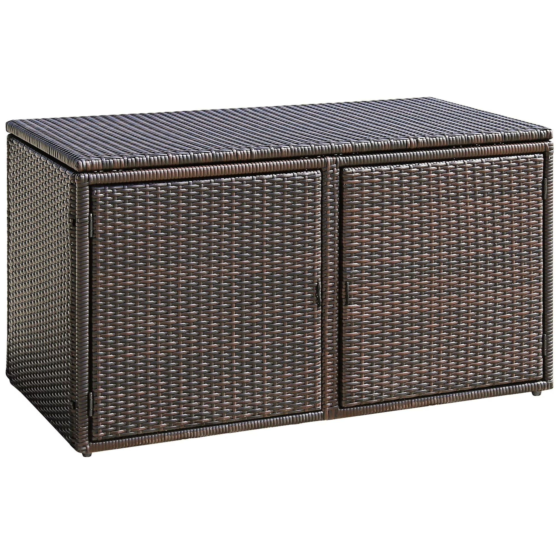 Costway 88 Gallon Garden Patio Rattan Storage Container Box Bin Shelf Brown