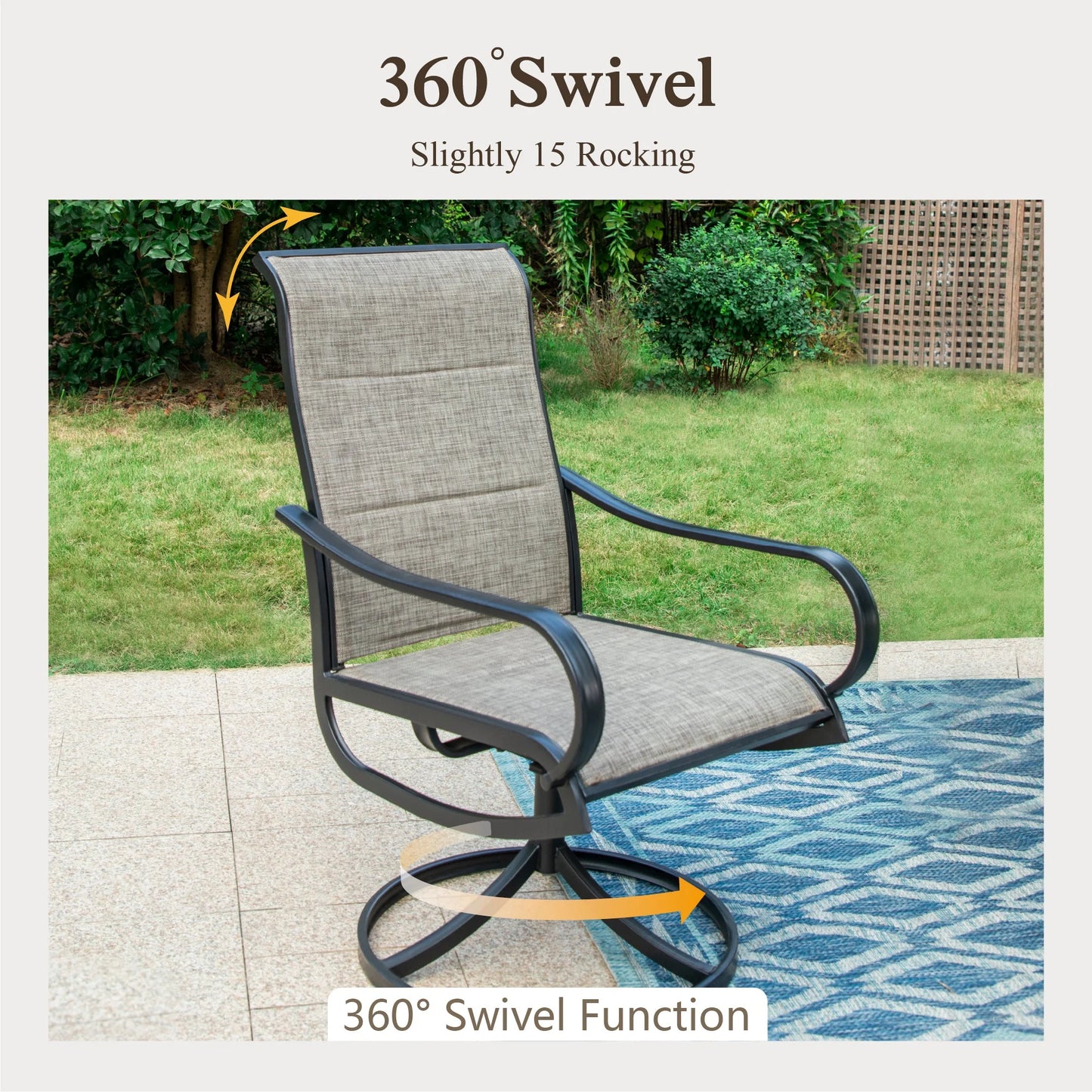 Sophia & William 7 Pieces Patio Dining Set Outdoor Textilene Swivel Padded Chairs and Table Furniture Set