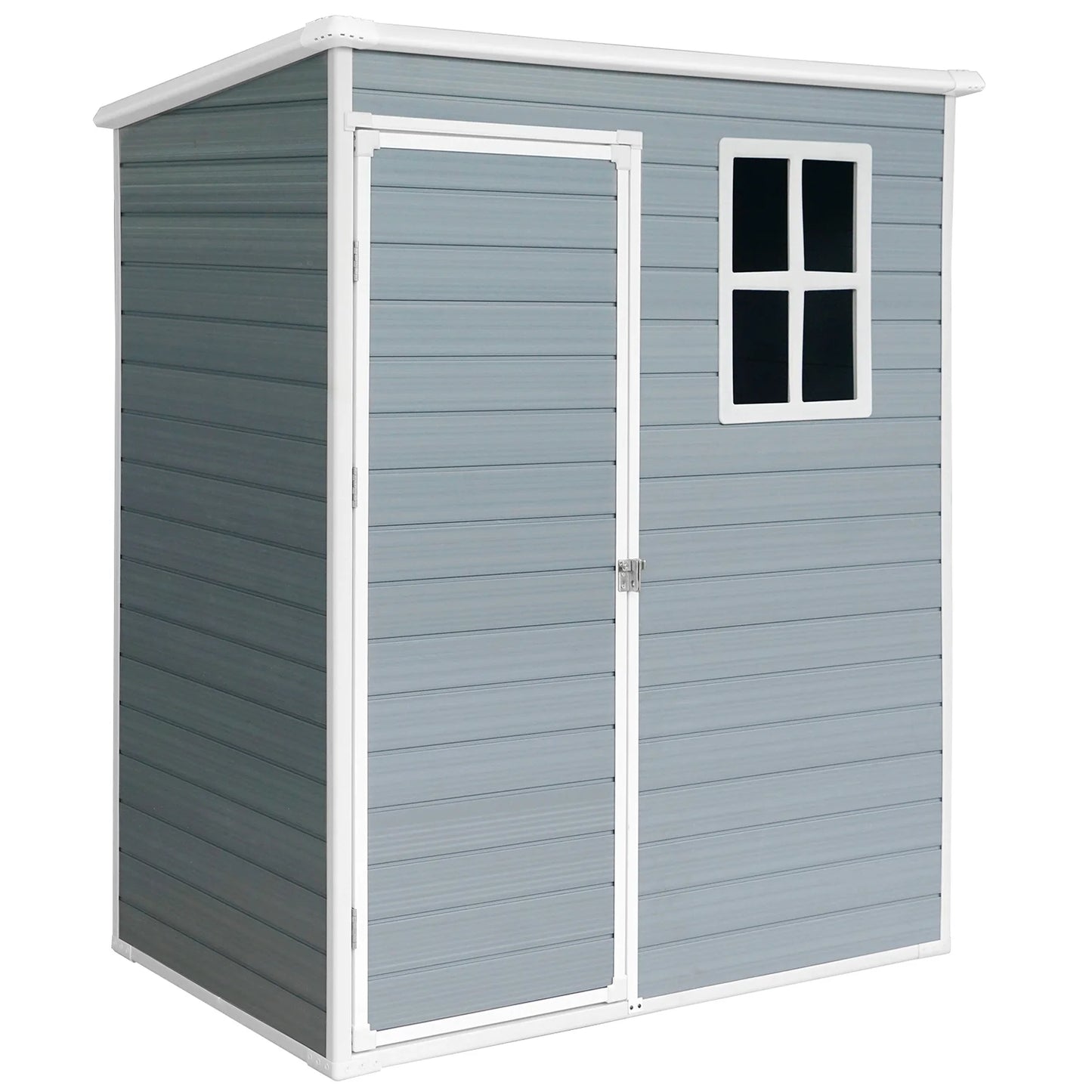 5'3' Outdoor Storage Shed, Resin Storage Cabinet, Garden Tool Shed with Double Lockable Doors, Organizer Cabinet for Patio Yard, Gray