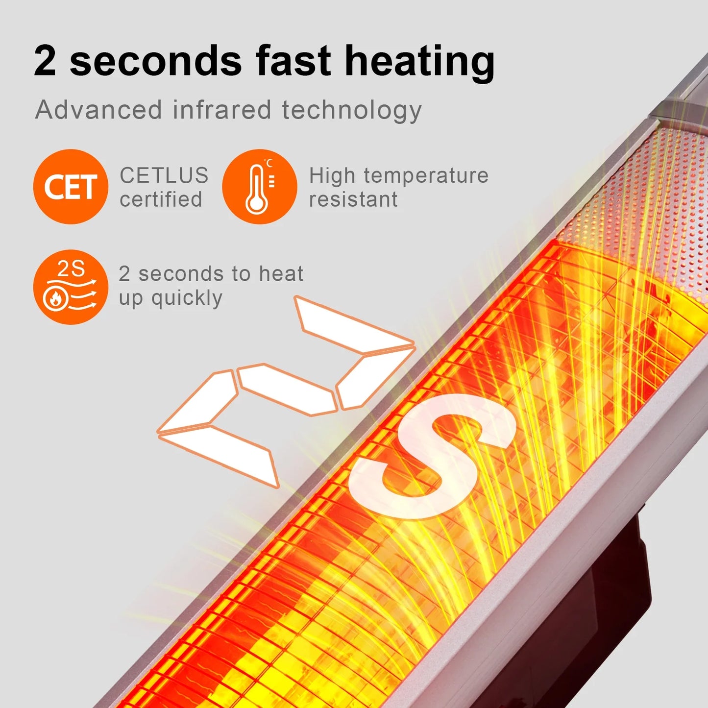 Garvee Wall Mount Heater with Remote Control, 1500W Infrared Hanging Patio Heater w/Timers for Indoor/Outdoor Use, Silver