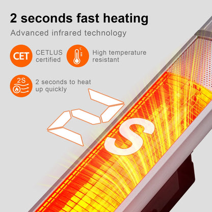 Garvee Wall Mount Heater with Remote Control, 1500W Infrared Hanging Patio Heater w/Timers for Indoor/Outdoor Use, Silver