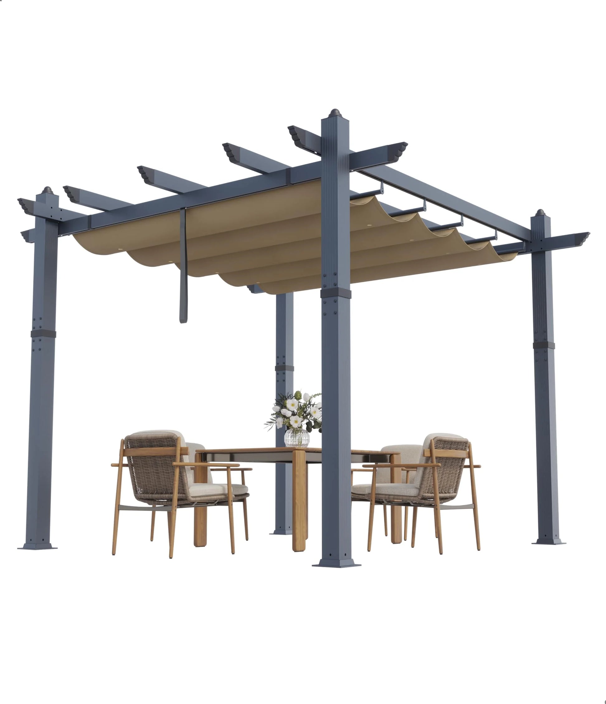 Huisuilinss Retractable Pergola,Aluminum Pergola,Outdoor Pergola,Metal Patio Pergola With Adjustable Canopy,Reinforced Frame Sun Shade Shelter For Backyard Porch Lawn Deck Garden