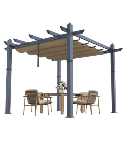 Huisuilinss Retractable Pergola,Aluminum Pergola,Outdoor Pergola,Metal Patio Pergola With Adjustable Canopy,Reinforced Frame Sun Shade Shelter For Backyard Porch Lawn Deck Garden
