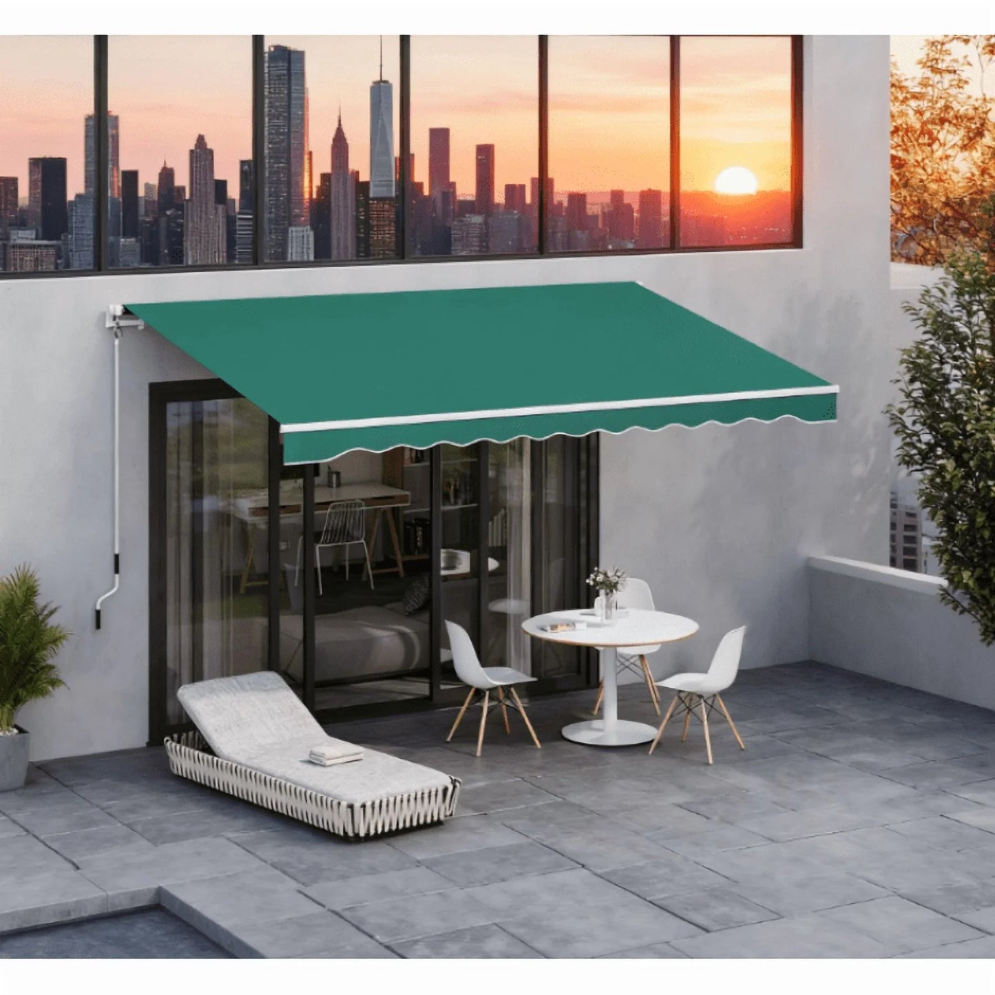 Retractable Awning, Patio Awnings, Sunshade Shelter w/Manual Crank Handle On-Site