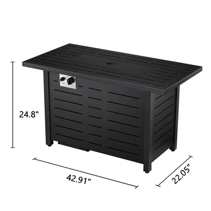 KNDKO 43" Outdoor Propane Fire Pit Table - 50,000 BTU Auto-Ignition Gas Fire Table with Lid, Weather-resistant Backyard Heater for Patio, Deck & Garden
