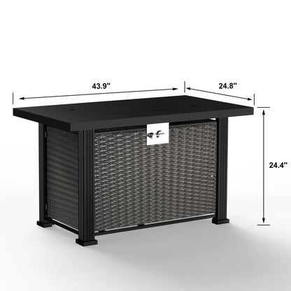 AMONSEE Propane Fire Pit for Outside, 28" GAS Firepit Table with Lid and Lava Rock for Patio Garden Party