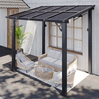 Aoxun 8' x 5' Gazebo for Patio, Gazebo Pergola with Sloped Roof, Grill Gazebo Large Wall-Mounted Heavy Duty Awnings, for Backyard, Deck, Patio