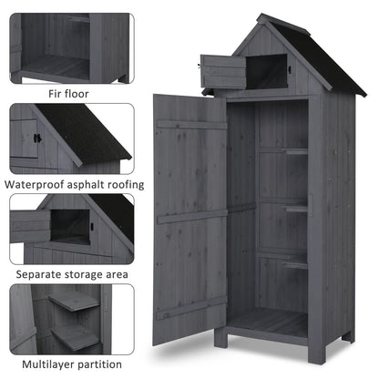 iTopRoad 70in Outdoor Storage Shed for Garden Tools, Wooden Patio Shed Lockers